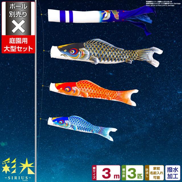 庭園用 こいのぼり 彩光鯉 SIRIUS 3m 6点セット 庭園 大型セット 【ポール 別売】の通販は 41,015円