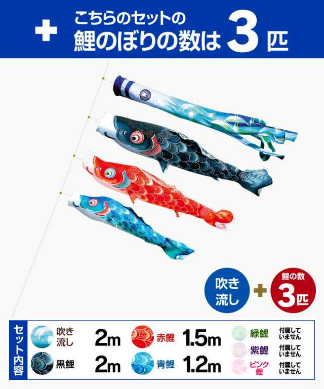 ベランダ用 こいのぼり 徳永鯉のぼり 風舞い 2m 6点セット 格子金具付属 ベランダ ロイヤルセットの通販は