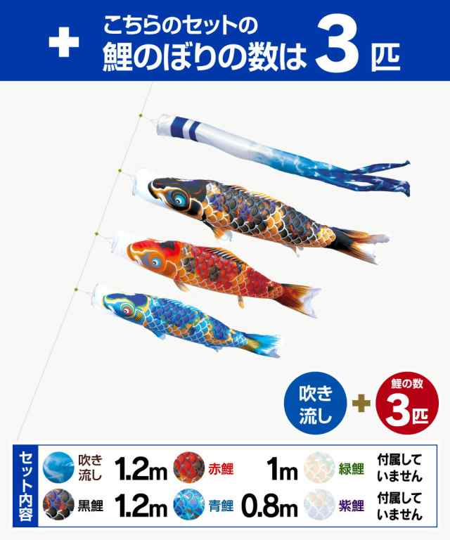 大人女性の ベランダ用 万能 6点セット 1.2m 京錦 徳永鯉のぼり こいのぼり 子どもの日