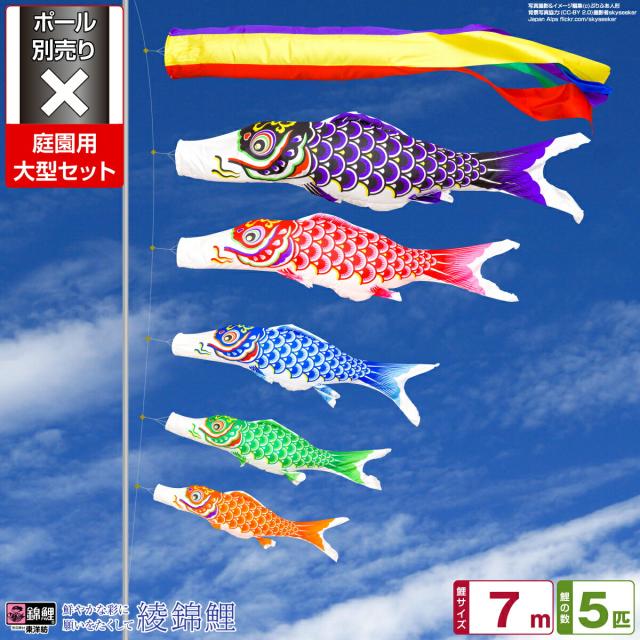 庭園用 こいのぼり 綾錦鯉 7m 8点セット 庭園 大型セット 【ポール 別売】 日本鯉のぼり協会認定の通販は