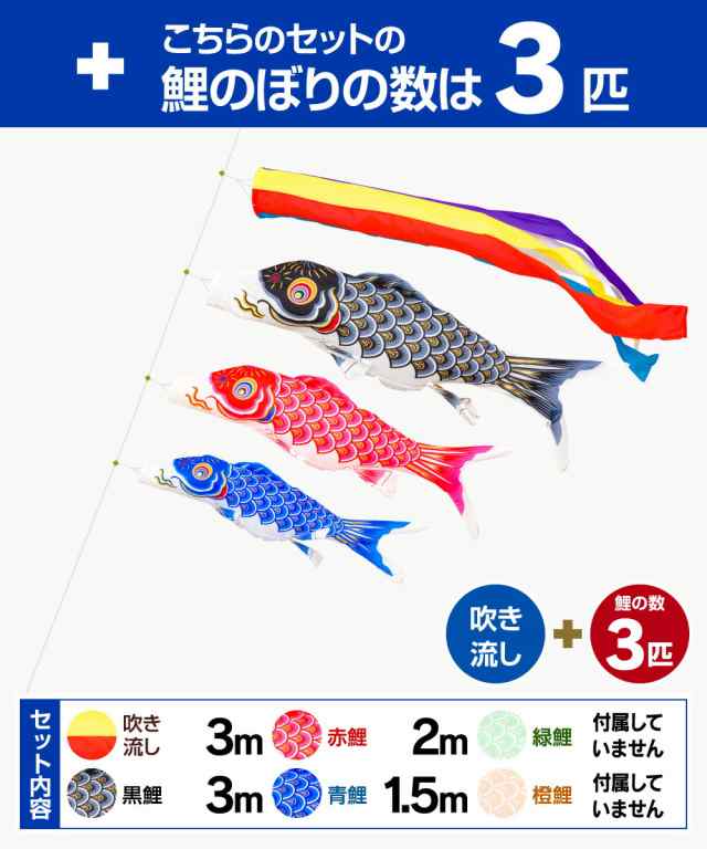 ベランダ用 こいのぼり 錦鯉 寿の金文字にたくす親心 金寿鯉 3m