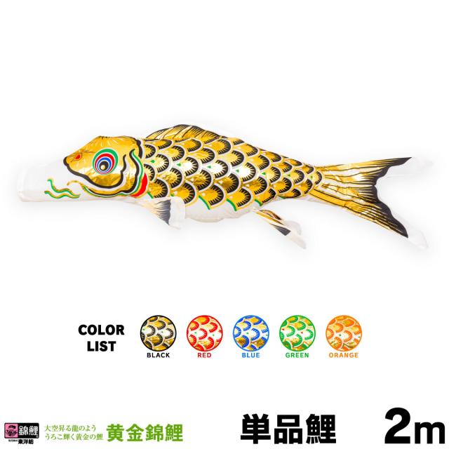 【こいのぼり 単品】 黄金錦鯉 2m 単品鯉 日本鯉のぼり協会認定の通販は 7,917円