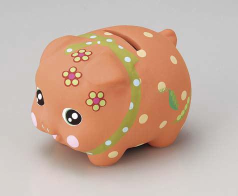 ブタの貯金箱 デコブタ オレンジ 小 かわいい おしゃれ 貯金箱 手書き デコ プレゼント 子供の通販はau Pay マーケット 工房 百の手