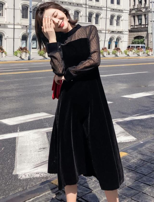 フレア ワンピース ミモレ丈 シースルー ドット柄 Aライン ブラック パーティー Mme3938の通販はau Pay マーケット ｄｒｅｓｓ ｂｉｒｄ