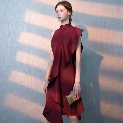 パーティー ドレス ワンピース Iライン アシンメトリー ひざ丈 ノースリーブ Mme4628の通販はau Pay マーケット ｄｒｅｓｓ ｂｉｒｄ