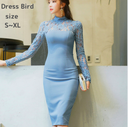 パーティー ドレス ワンピース タイト 花柄 ひざ丈 スリット レース ハイウエスト シースルー 透け感 ハイネック 韓国 Mme5の通販はau Pay マーケット ｄｒｅｓｓ ｂｉｒｄ