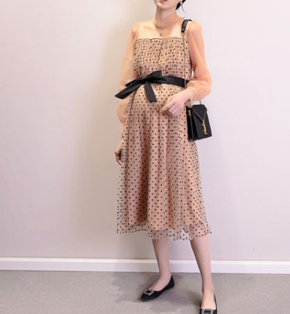 ドレス ワンピース マタニティ フォーマル 食事会 ドット シースルー ベージュ リボン ふんわり 長袖 ひざ下 Mme5265の通販はau Pay マーケット ｄｒｅｓｓ ｂｉｒｄ