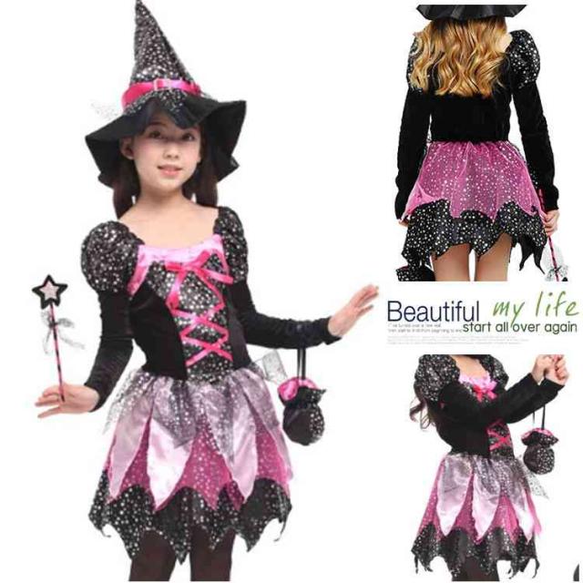 ハロウィーン 魔女 女の子 ワンピース 子供用 ジュニア 仮装 女の子 魔法使い ハロウィン 110 1 130 140cmの通販はau Pay マーケット Sweet Peace