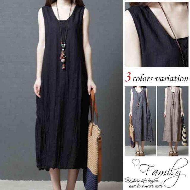 キャミソールワンピース ロングワンピース チュニック ワンピース ミモレ丈 ロング丈 体型カバー ゆったり ノースリップ ｖネッの通販はau Pay マーケット Sweet Peace