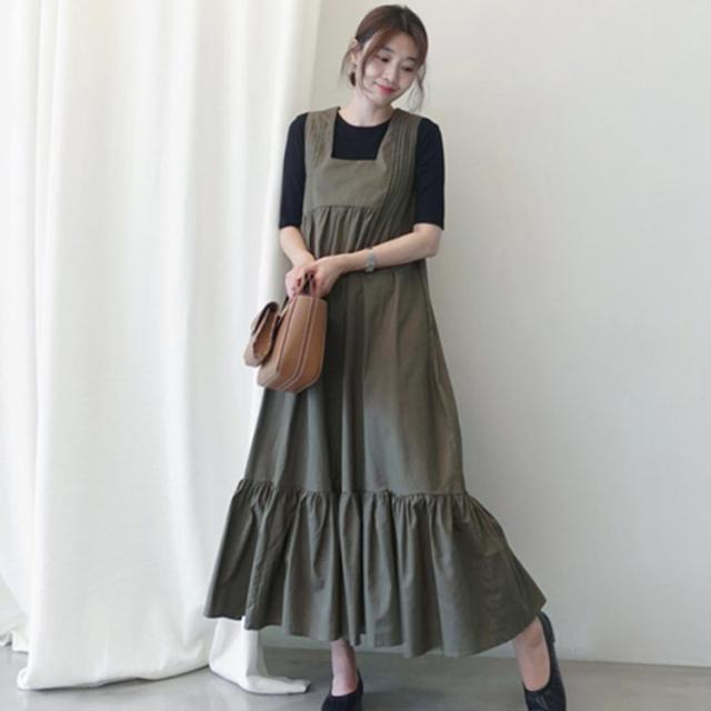 サロペットワンピース スクエアネック ワンピース ノースリーブ ティアードワンピース フレアワンピース ロング丈 マキシ丈 綿麻の通販はau Pay マーケット Sweet Peace