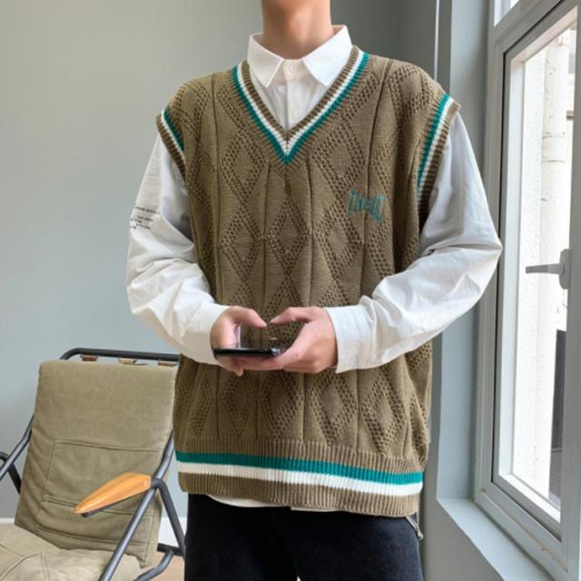 オーバーサイズ ニットベスト Vネック メンズ ライン入り ニット ベスト ニット トップス ノースリーブ ニットセーター レイの通販はau Pay マーケット Sweet Peace
