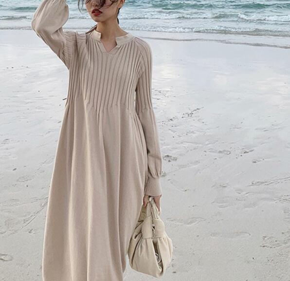 新作限定sale 秋冬ング丈ワンピース レディース マキシ丈 おしゃれ 可愛い Vネック バルーン袖 無地 楽天人気アイテムの通販はau Pay マーケット Sweet Peace