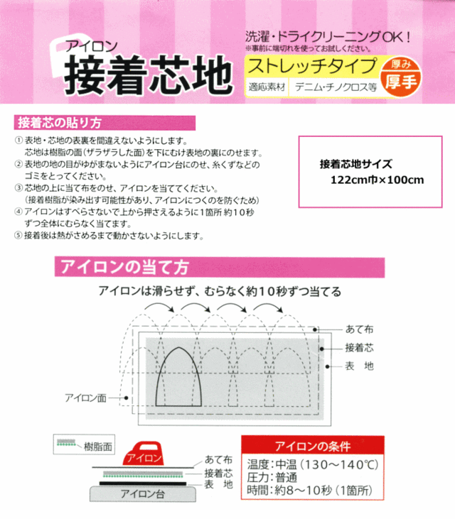 市場 洋裁材料 薄手〕 アイロン接着芯地 〔ストレッチタイプ