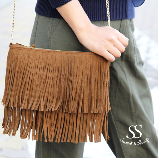 ショルダーバッグ フリンジバッグ きれいめ シンプル 大人 レディース ２段 フリンジ ショルダー バッグ メール便不可 の通販はau Wowma Sweet Sheep
