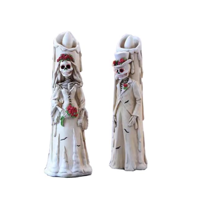 骸骨 スケルトン ウェディング 新郎 新婦 セット 結婚 蝋燭 キャンドル