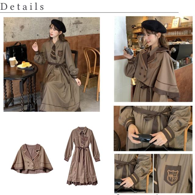 ケープ ワンピース ケープ付き 学生風 探偵風 森ガール ロングワンピース レトロ ワンピ マキシ丈 春 秋 長袖 レディース 大人 女子 ワンピ ネクタイ かわいい 可愛い カジュアル ロリータ ロリィタ 襟 学校 学院 学園 女子校生 演劇 舞台の通販は ケープ ワンピース ケープ付き 学生風 探偵風 森ガール ロングワンピース レトロ ワンピ マキシ丈 春 秋 長袖 レディース 大人 女子 ワンピ ネクタイ かわいい 可愛い カジュアル ロリータ ロリィタ 襟 学校 学院 学園 女子校生 演劇 舞台の通販は