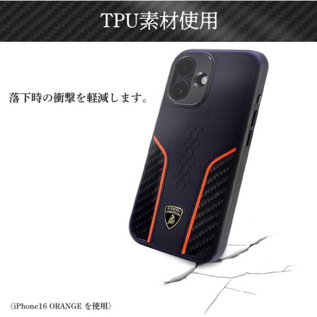 iPhone 16 ケース ランボルギーニ 背面ケース 耐衝撃 ブラック 本革 iPhone アイフォン ワイヤレス充電 ライセンス品 iPhoneケース magsafe 保護 スマホカバー_5