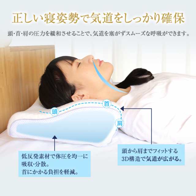 低反発枕 洗える枕カバー付き 安眠 快眠 熟睡 首こり 肩こり いびき 首