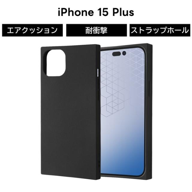 iPhone 15 Plus ケース 耐衝撃 シンプル シリコン ブラック 黒