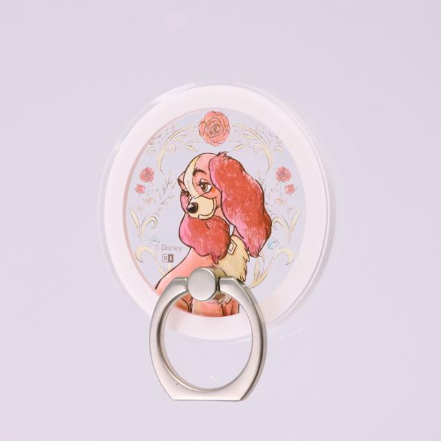 マグネットリング レディ わんわん物語 ディズニー キャラクター かわいい マグネット 着脱簡単 全機種 マルチ 対応 ホールドリング スマホ スタンド 動画視聴 スマホリング