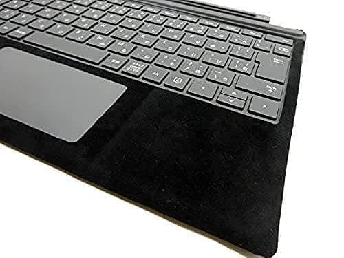 【動作保証付、中古品】Surface Pro 3 4 5 6 7 対応純正キーボード 1725 黒 新品スウェード保護シート付 FMM-00019