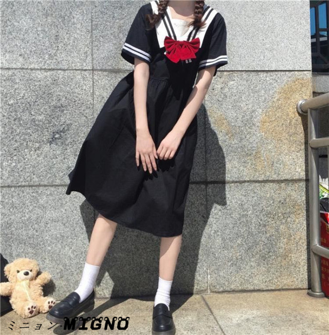夏新作 レディース 人気 ワンピース 半袖 セーラーワンピ 蝶結びリボン 森ガール 大きいサイズ フリル 高校生 通勤 通学の通販はau Pay マーケット ミニョン