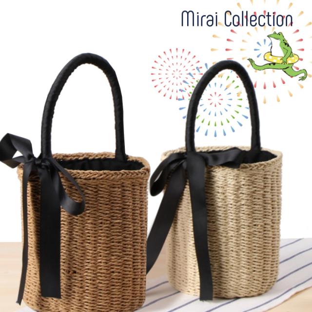 バケツ型ペーパーバッグ かごバッグ バケツ型 ペーパーバッグ 巾着付き 夏の通販はau Pay マーケット Mirai Collection