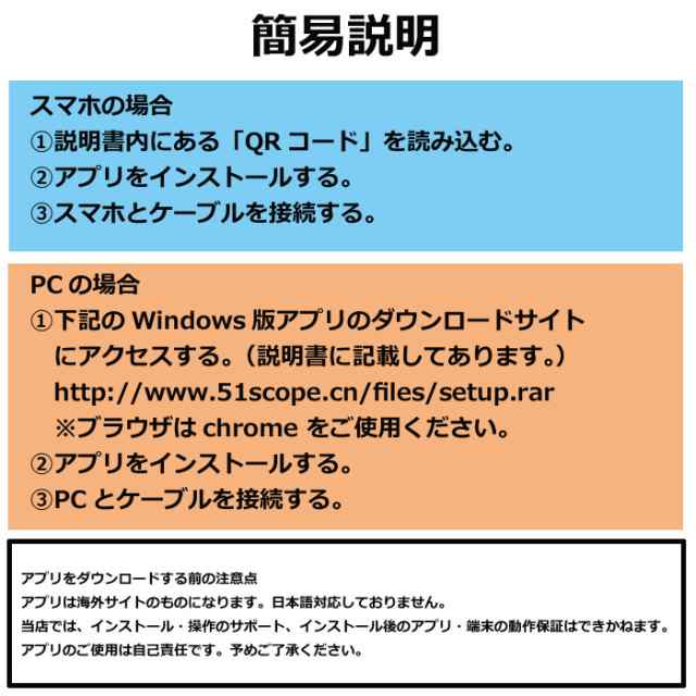 内視鏡 カメラ スマホ マイクロスコープ ファイバースコープ 1m Type-C USB microUSB LEDライト 防水 直径7mm  android Windows 対応の通販はau PAY マーケット - 株式会社フェニックス