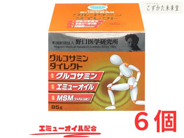 グルコサミンダイレクト 85g 6個セット 塗るグルコサミン クリーム エミューオイル MSM配合 野口医学研究所 ダイレクト ひざ ひじ 腰 肩 マッサージ