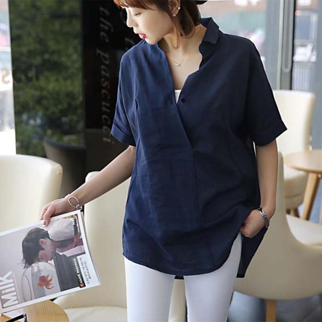 リネンスキッパーシャツ レディース トップス ブラウス リネン混紡 麻 清潔感 涼しい 大人 きれいめ オフィス On Offの通販はau Pay マーケット フェリーチェ