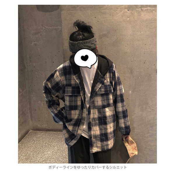 チェック柄 レディース シャツアウター ロングシャツ 長袖 チェックシャツ 柄シャツ フード付き シャツ カジュアルシャツ バスの通販はau Pay マーケット Makey