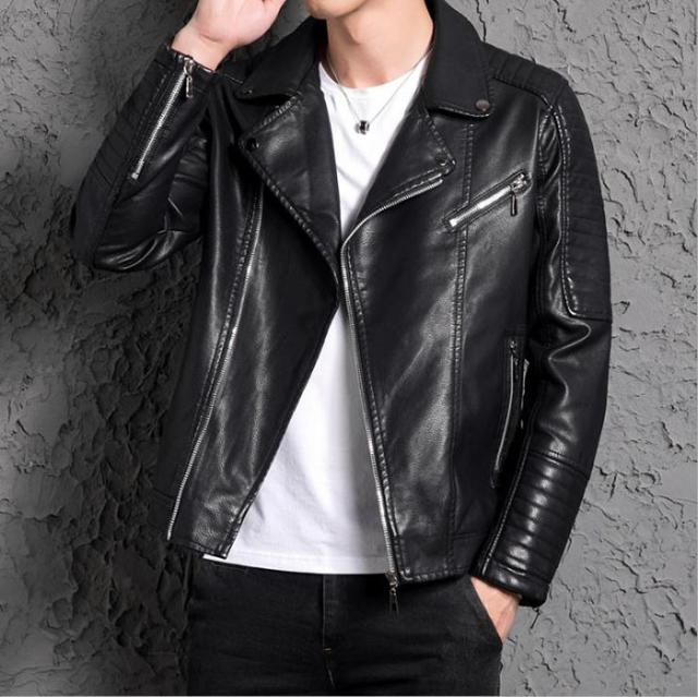 ライダースジャケット メンズ レザージャケット ショート丈 フェイクレザージャケット 無地 Pu革 秋冬アウター ブラック 黒 の通販はau Pay マーケット Makey