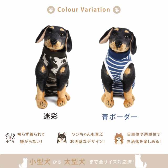 犬 術後服 エリザベスカラー 犬術後服 オス メス 犬用 ボーダー ダックス 術後着 小型犬 中型犬 去勢