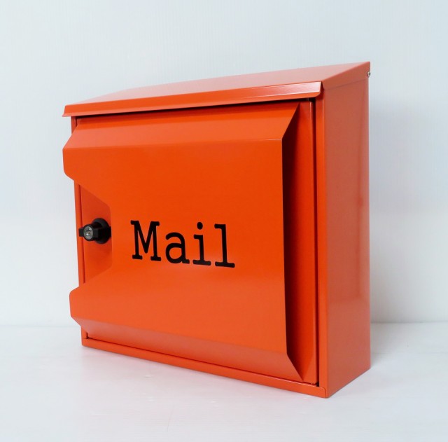 郵便ポスト郵便受けおしゃれ可愛い北欧メールボックス壁掛け大型デザイン鍵付きプレミアムステンレス オレンジ色ポストpm044の通販はau Pay マーケット ポスト工房