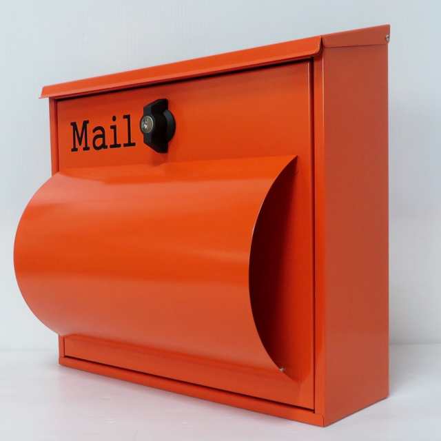 郵便ポスト郵便受けおしゃれ可愛い北欧メールボックス壁掛け大型デザイン鍵付きプレミアムステンレス オレンジ色ポストpm092の通販はau Pay マーケット ポスト工房