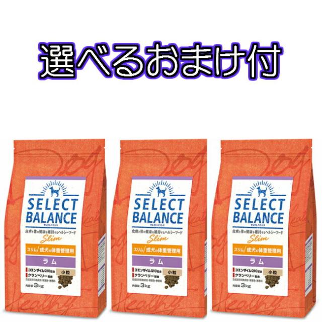 【送料無料・選べるコング製品おまけ付】セレクトバランス　スリム・ラム　成犬の体重管理用（小粒）１ｋｇ×３個セット