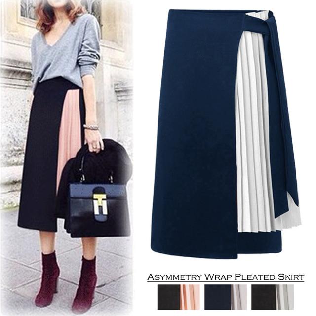 メール便送料 無料 ラップスカート レディース プリーツスカート 切り替えスカート アシンメトリー Ku 3yilan 004の通販はau Pay マーケット ちゅらたいむ 沖縄だより