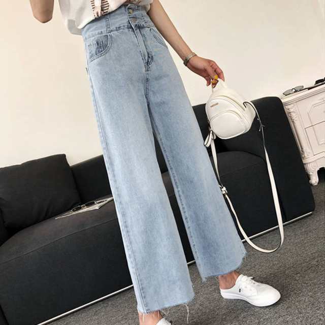 ハイウエスト デニム ワイドパンツ 切りっぱなし デニム パンツ 春夏 薄手 デニム 体型カバー 個性的 アンクルパンツ Ku 80xxjia 001の通販はau Pay マーケット ちゅらたいむ 沖縄だより