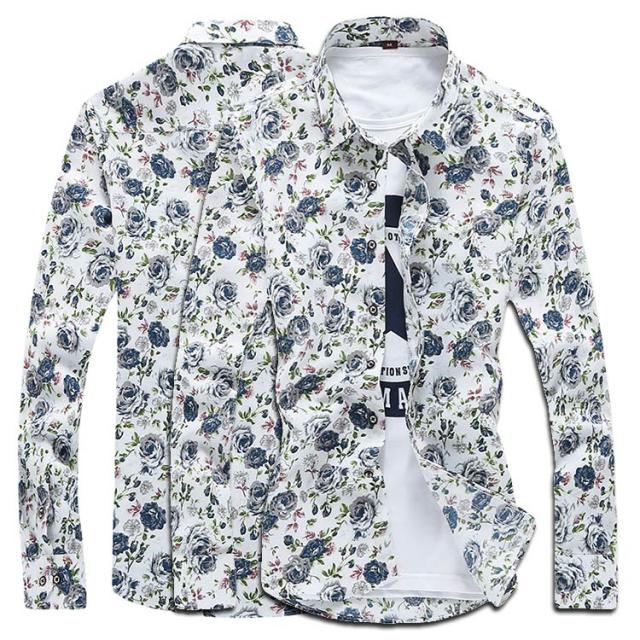 送料無料 花柄シャツ メンズ シャツ トップス 長袖 スリムシャツ プリントシャツ 花柄 カジュアル キレイめ レジャー 春 夏の通販はau Pay マーケット Santoreido
