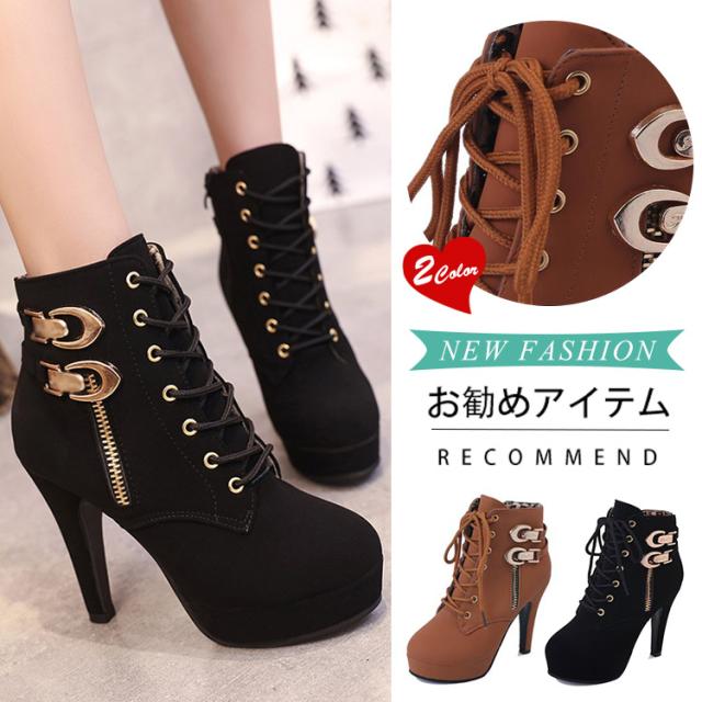 ブーツ レースアップブーツ 大きいサイズ レースアップ ヒール ブーティ ブーティー ピンヒール レディース シューズ 新作の通販はau Pay マーケット Santoreido