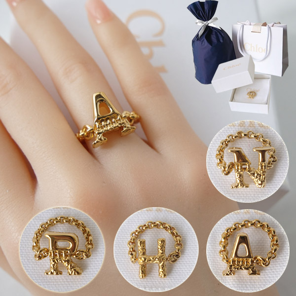 Chloe アルファベット リング 国内即発】ChloeアルファベットリングA・H・N・R ギフト包装可