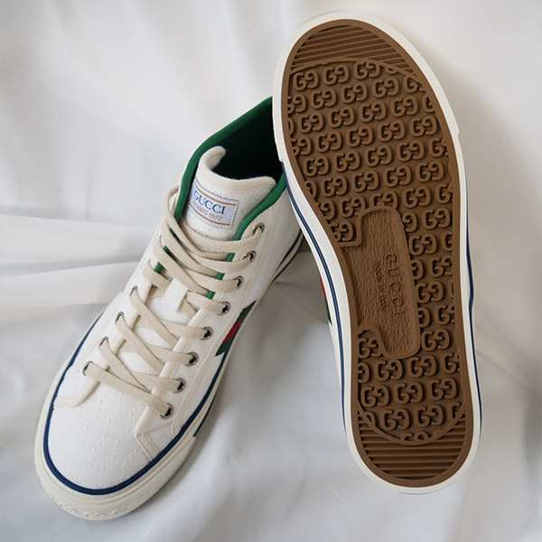 クリアランス最安 GUCCI◇モノグラム切替ハイカットスニーカー/8/WHT