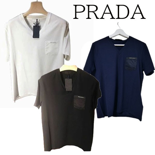 【新品■正規品■送料無料■ギフト包装無料】PRADA プラダ ナイロンポケットブラックバッジTシャツ　UJN251　メンズ　男性 ギフト プレゼ