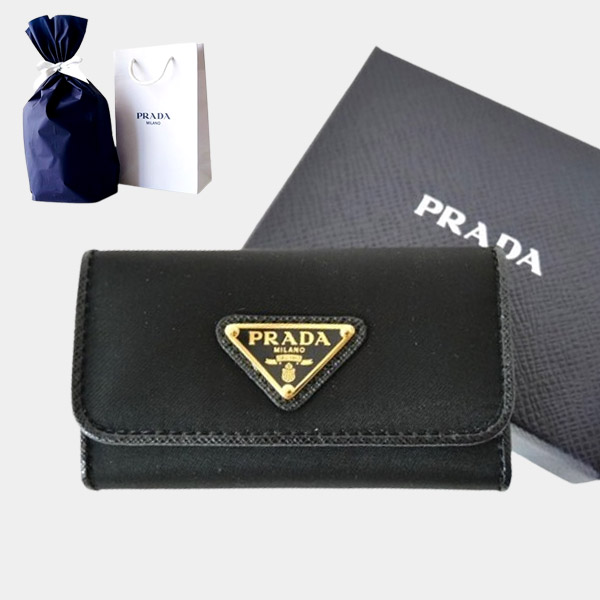 ✨プレゼント梱包✨　PRADA キーケース　ナイロン　6連　三角プレート ✨プレゼント梱包✨PRADA キーケースナイロン6連三角プレート
