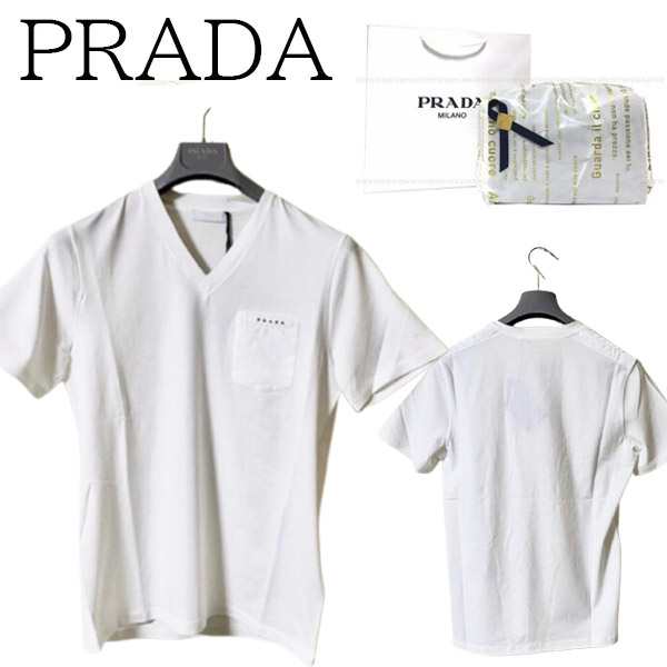 【新品■正規品■送料無料■ギフト包装無料】PRADA プラダ ナイロンポケット バッジ Vネック Tシャツ SJN251 メンズ　男性 ギフト  プレゼ｜au PAY マーケット