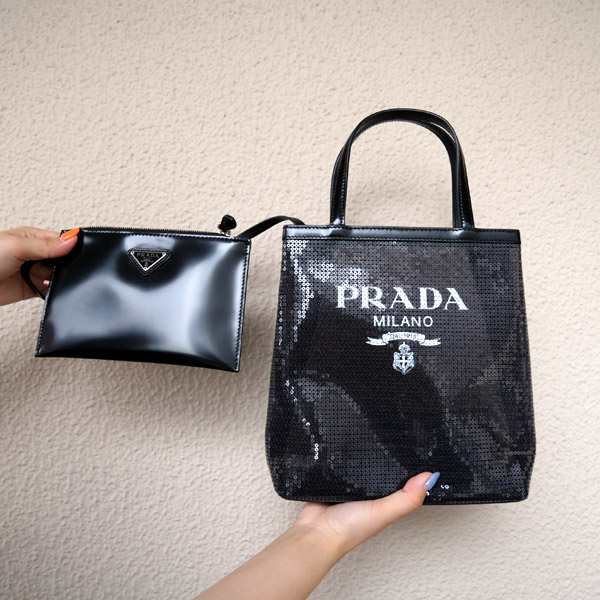 【新品■正規品■送料無料■ギフト包装無料】PRADA プラダ スパンコール メッシュ トートバッグS 1BG417 レディース ギフト プレゼント