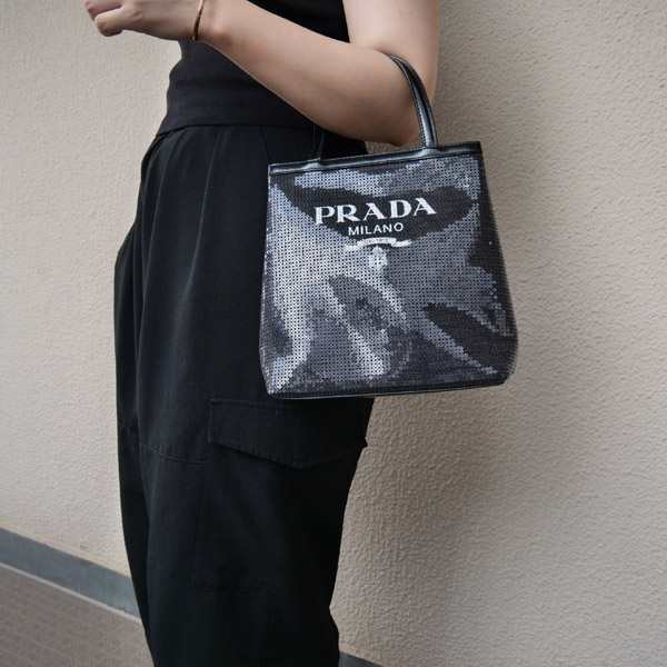 【新品■正規品■送料無料■ギフト包装無料】PRADA プラダ スパンコール メッシュ トートバッグS 1BG417 レディース ギフト プレゼント