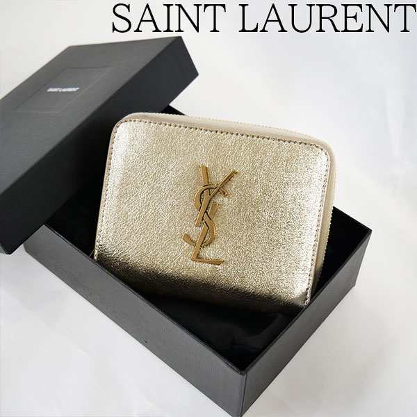 ギフト包装無料】サンローラン Saint Laurent メタリック 二つ折り