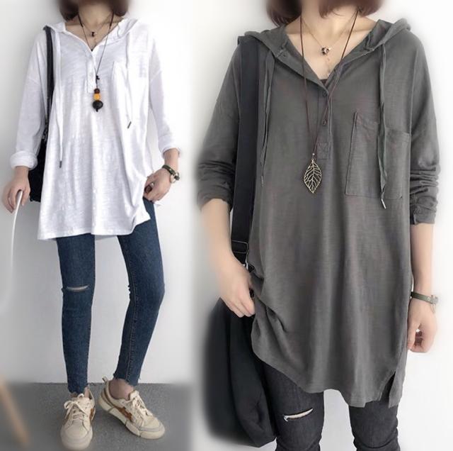 送料無料 パーカー レディース 長袖tシャツ フード付き ロンt カットソー プルオーバー ロングtシャツ ロンティー スエット ロングパーカの通販はau Pay マーケット プリマーク