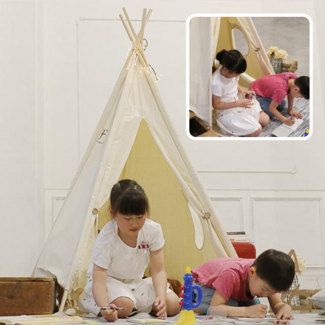 テント 子供用テント ミニテント 折りたたみ リトル ティピー ティーピー リトル ティピー インテリア雑貨 おしゃれ 子供用遊具テント 秘密基地 収納袋付き 簡易組立 持ち運び コンパクト キッズハウス 窓付 隠れ家 おうち時間 北欧 室内 屋外 ベランダ ピクニック_5